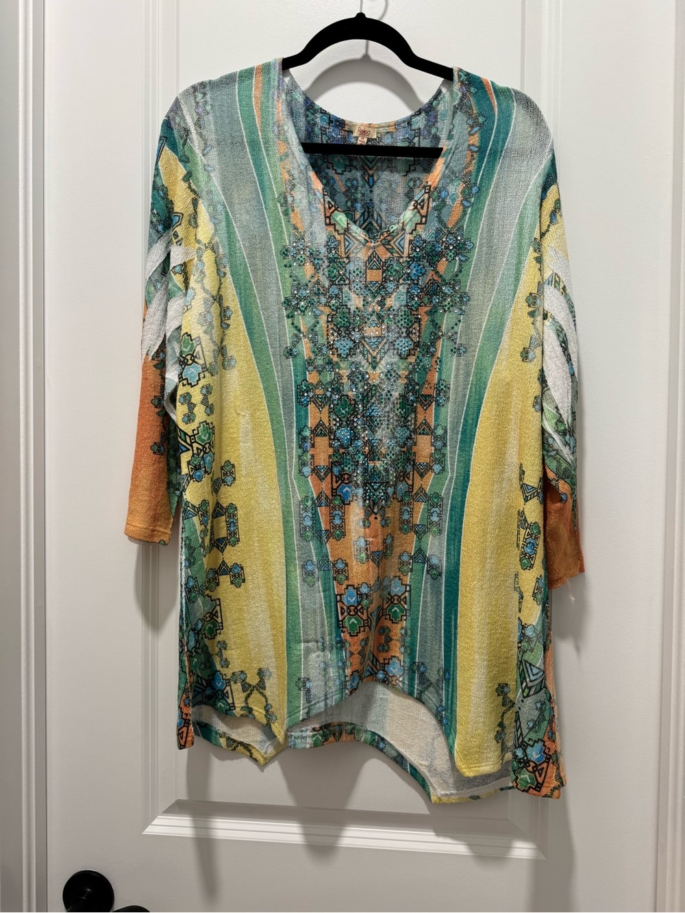 REBA “ Lightweight Multicolor Printed V-Neck Women’s Top
